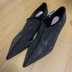 【未使用品】ZARA ｜シャイニーヒールアンクルブーツ 24.5cm相当