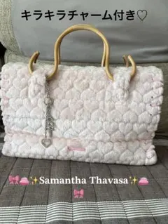 Samantha Thavasa ピンクファートートバッグ(チャーム付き)