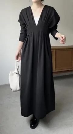 CAPRICIEUX LE’MAGE ウエストタックワンピース　ブラック