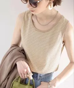 classicalelf ジャガードタンクトップ　ベージュ　Sサイズのサムネイル