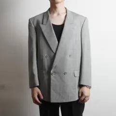 vintage ダブルテーラードジャケット 格子柄 グレー/KW9