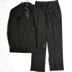 ヴィンテージ スーツ セットアップ ダブル ブラック L相当 オーダースーツ