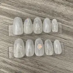 ネイルチップ　ニュアンス　白　ホワイト　結婚式