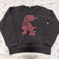 恐竜プリント 裏起毛トレーナー 130cm 黒
