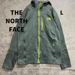 ノースフェイス パーカー グレー L イエローライン ジップアップ【6730】