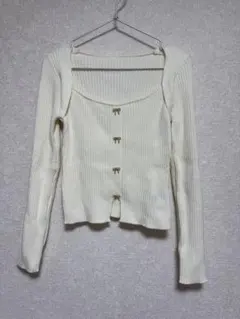 Dazy アイボリー リブ編み長袖セーター SHEIN