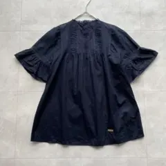 BLUE LABEL CRESTBRIDGE ギャザーレースブラウス ネイビーM