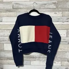 TOMMY JEANS クロップドスウェット M ネイビー