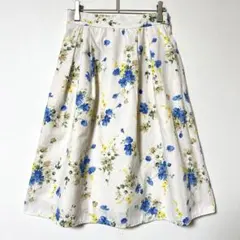 ロペピクニック 花柄フレアスカートS 相当 アイボリー 膝丈 ゴム Y