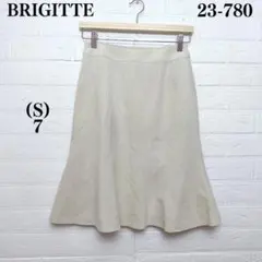 ブリジット　ひざ丈スカート　S オフホワイト　フレア　日本製　裏地　無地 美品