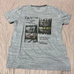 PLUS ONE フォトプリント Tシャツ グレー LARGE