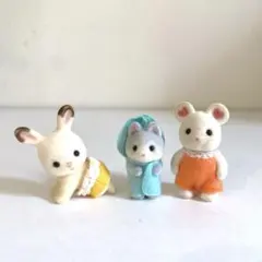 【赤ちゃん】シルバニアファミリー　シベリアンハスキー　マシュマロネズミ　双子