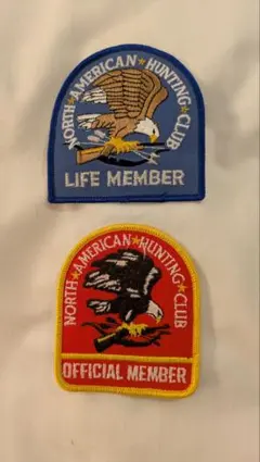 アメリカUSAワッペン パッチ ブルー＆レッド2枚セットHUNTING CLUB
