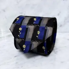 美品 LANVIN ランバン ネクタイ ブルー 青 薔薇 アート 絵画 シルク