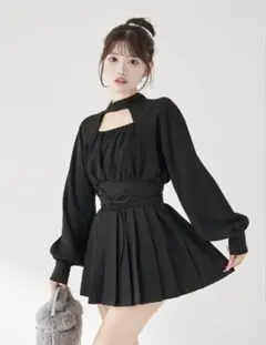 Darich ダーリッチ ドッキングコルセットプリーツミニワンピース