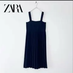 ZARA ワンウェイプリーツワンピース XS ブラック ジャンパースカート ザラ