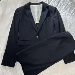 【訳あり】コムサイズム　スーツセット　スカート　ストライプ　黒レディース　L