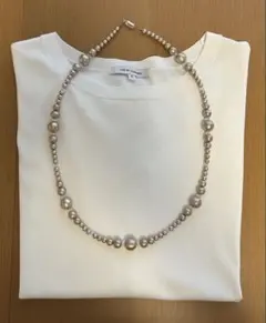 【美品】コットンパールネックレス　シャンパンカラー