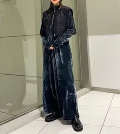 ETHR OF(イーサオブ) ダークグレー ベルベット風 ワンピース