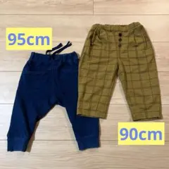 チェック柄　デニム　パンツ 90cm 95cm 2枚セット