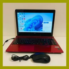 タッチパネル☆爆速SSD512☆i7☆貴重赤PC♪ブルーレイ&カメラ！Win11