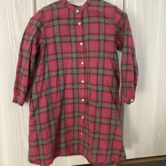 UNIQLOユニクロ　赤チェック柄　ネルシャツワンピース　130 長袖