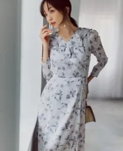 アプワイザーリッシェ　フラワーリボンカシュクールプリントワンピース５号７号