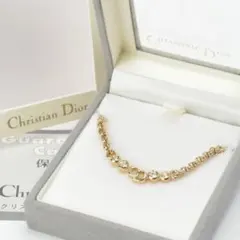 美品 クリスチャンディオール ネックレス ゴールド 箱付 ラインストーン ロゴ