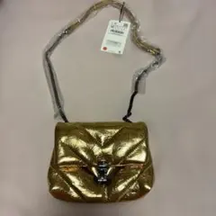 ZARAゴールド キルティング ショルダーバッグ