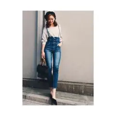 rienda コルセットハイウエストデニムパギンス