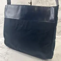 PRADA プラダ ナイロン×本革 レザー セミショルダーバッグ 紺(ネイビー)