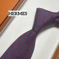 HERMES ネクタイ 幾何学模様 紫 赤