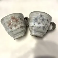 桜の陶器マグカップ2個セット