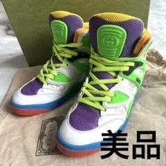 特価 正規品 Gucci ホワイト/オレンジ ハイカットスニーカー - メルカリ