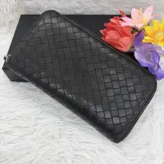 美品✨️ボッテガ 長財布 ラウンドファスナー イントレチャート ブラウン