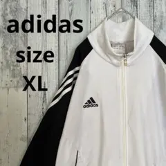 アディダス トラックトップ　 ジャージ パフォーマンス刺繍ロゴ 白×黒 XL