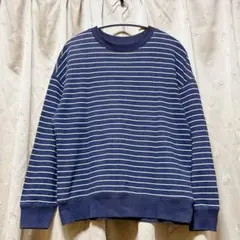 UNIQLO ユニクロ ソフトスウェットシャツ S 紺×白 ボーダー 部屋着