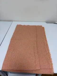 オレンジ ギンガムチェック 生地