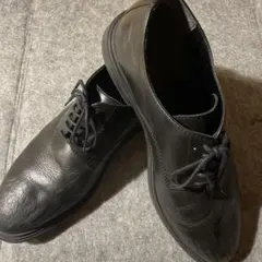 ブラックレザー 風レースアップシューズ　　GU 28センチ