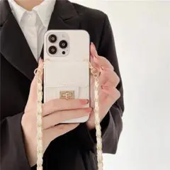 新作iPhone13ケース　斜め掛けiPhone13ケース　ホワイト