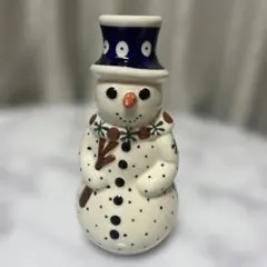 ポーリッシュポタリー　スノーマン　キャンドルホルダー　クリスマス