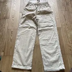 ベージュ ワイドコーデュロイパンツ
