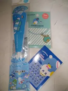 水をはじく扇子　サンリオ＆ネイルシール　タキシードサム＆チャームバンド