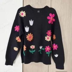 美品・サイズM　PS Paul Smith　花柄刺繍ニットセーター　ポールスミス