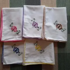 刺繍入り座布団カバー 5枚セット