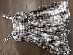 さくらんぼ柄 ギンガムチェック ノースリーブワンピース 120のサムネイル