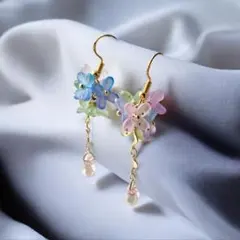 39.揺れるお花ピアス・キラキラドロップ・ハンドメイド