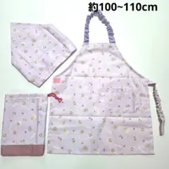 769 薄紫　スイーツ柄　エプロン　三角巾　ハンドメイド　子供　キッズ　ジュニア