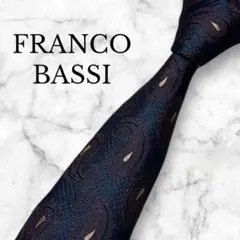 FRANCO BASSI フランコバッシ　ネクタイ　紺　ジャガード　ペイズリー柄
