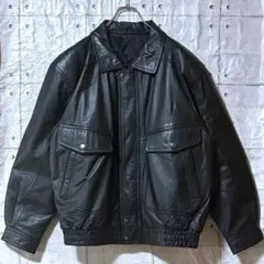 古着 レザージャケット ブルゾン ボンバージャケット 短丈 ヴィンテージ XL